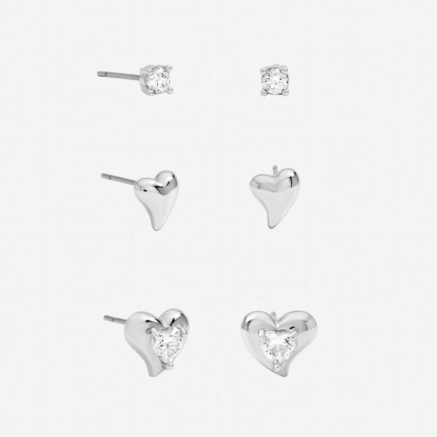 Jon Richard cubic zirconia earrings set of 3 pairs, UK version