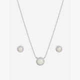 Inicio silver plated pearl halo jewellery set (British brand)