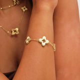 Jon Richard gold plated crystal clover bracelet 18cm, UK version