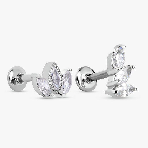 Revere surgical steel marquise flatback stud earrings - British product