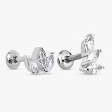Revere surgical steel marquise flatback stud earrings - British product