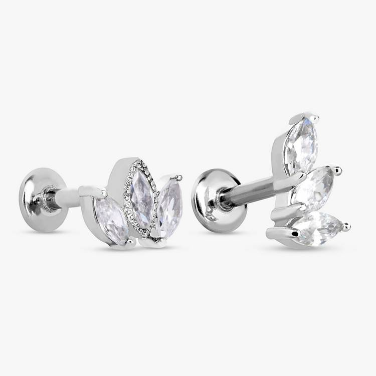 Revere surgical steel marquise flatback stud earrings - British product