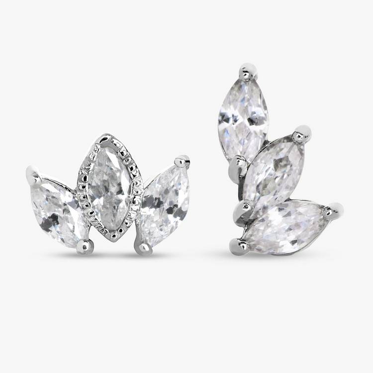 Revere surgical steel marquise flatback stud earrings - British product