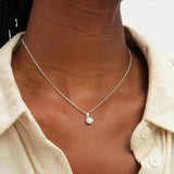Inicio cubic zirconia bezel necklace and earrings gift set (British brand)