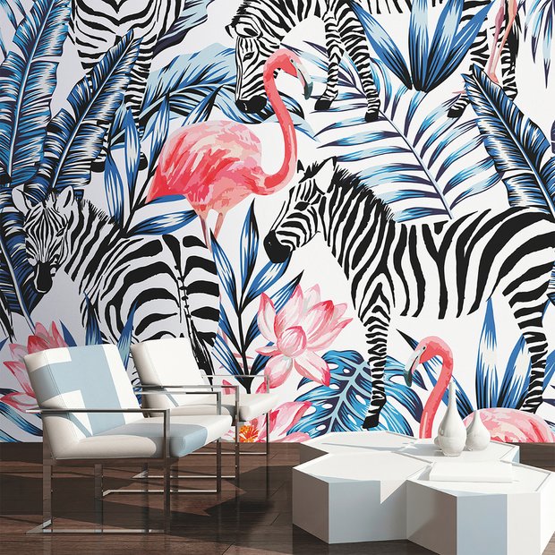 Origin Murals Zemingo cobalt coral wall mural, imported from the UK