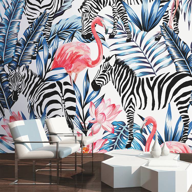 Origin Murals Zemingo cobalt coral wall mural, imported from the UK