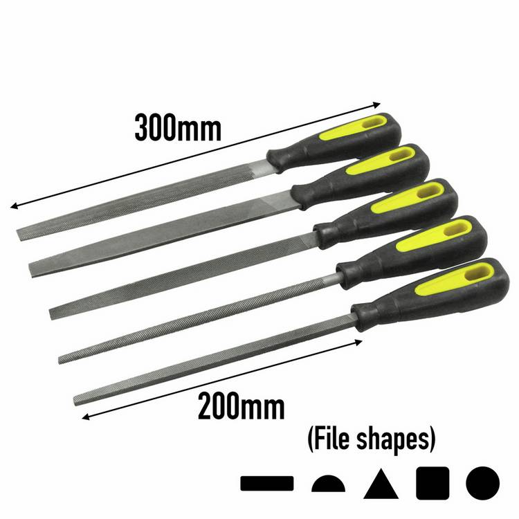Rolson 5 piece engineers file set 200mm, UK version