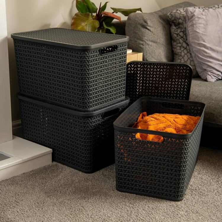 Strata Urban storage baskets 3 x 42L with lids, imported from the UK