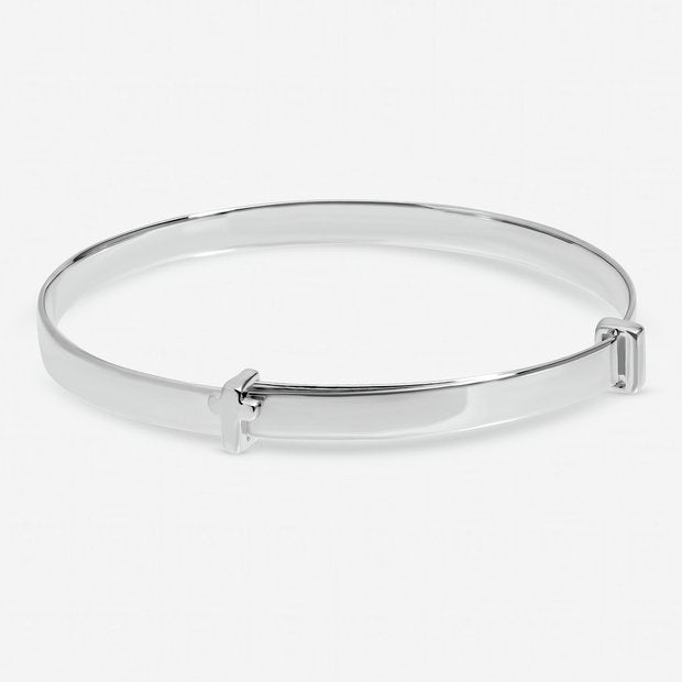 Inicio silver plated christening cross bangle (British brand)