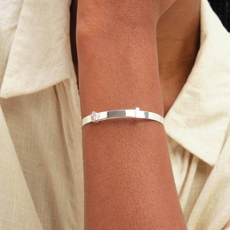 Inicio silver plated christening cross bangle (British brand)