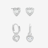 Inicio silver plated heart earrings pack of 2, UK version