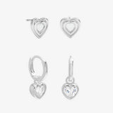 Argos Inicio Silver Plated Heart Stud Earrings, Pack of 2- Buy online at McGrocer