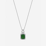 Jon Richard rhodium plated emerald cubic zirconia pendant - British product