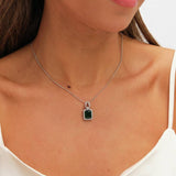Jon Richard rhodium plated emerald cubic zirconia pendant - British product
