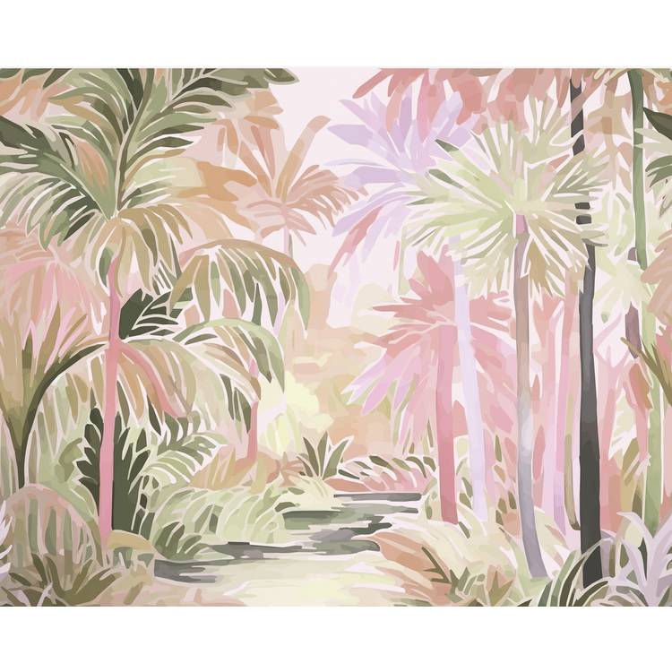 Origin Murals Pretty Palms Natural Blush wall mural - British product