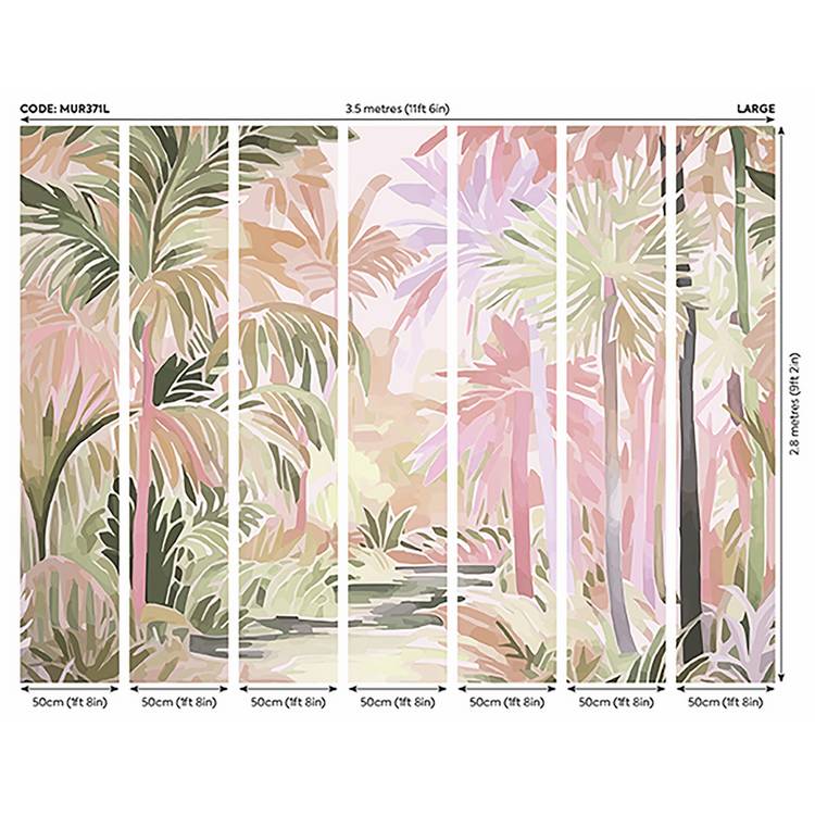 Origin Murals Pretty Palms Natural Blush wall mural - British product