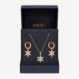 Inicio 14ct gold plated turquoise star pendant earrings - British product