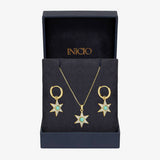 Argos Inicio 14ct Gold Plated Turquoise Star Pendant and Earrings- Buy online at McGrocer