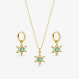 Inicio 14ct gold plated turquoise star pendant earrings - British product