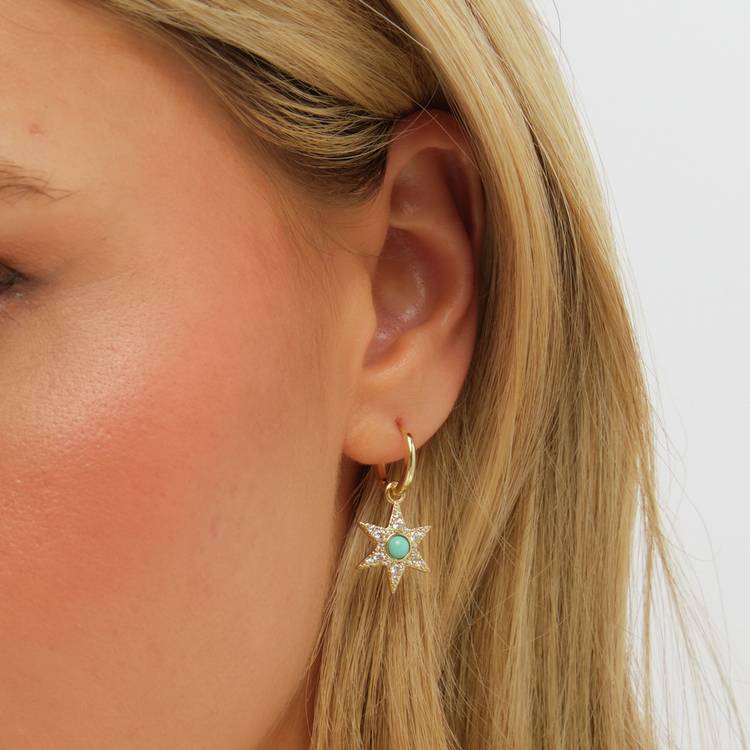 Inicio 14ct gold plated turquoise star pendant earrings - British product