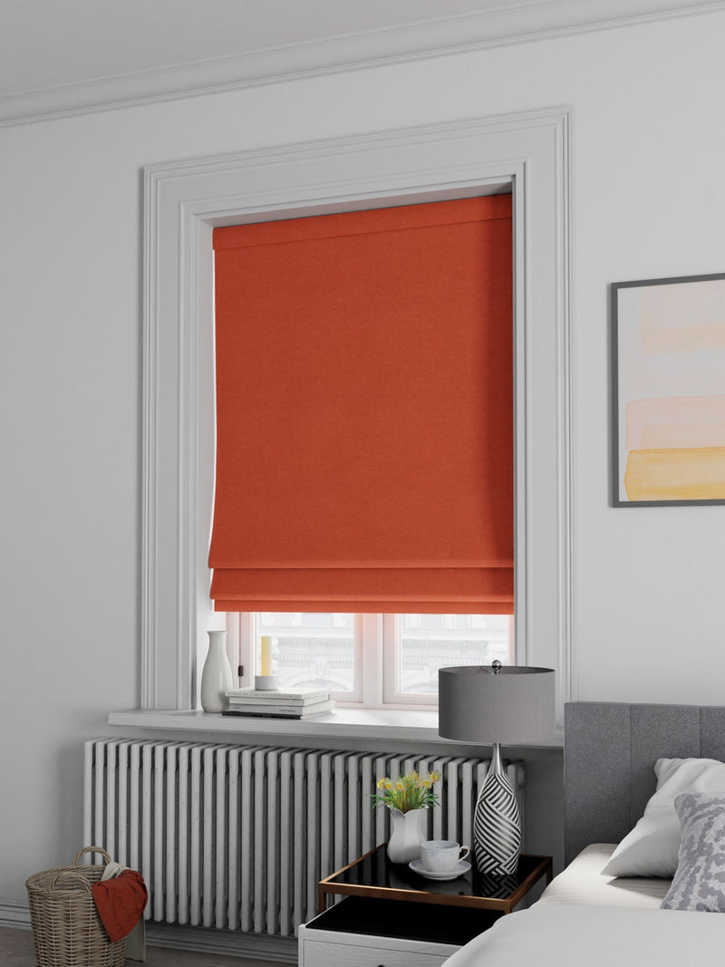 Orange Soho Roman blind made to measure in chenille fabric - British product