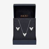 Inicio sterling silver plated puff heart jewellery set - British product