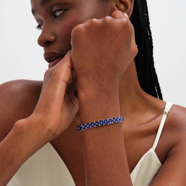 Jon Richard silver plated sapphire stretch bracelet 7 inches - British product