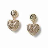 Freedom gold-tone chunky etched heart drop earrings - British product
