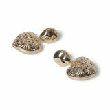Freedom gold-tone chunky etched heart drop earrings - British product