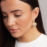 Freedom gold-tone chunky etched heart drop earrings - British product