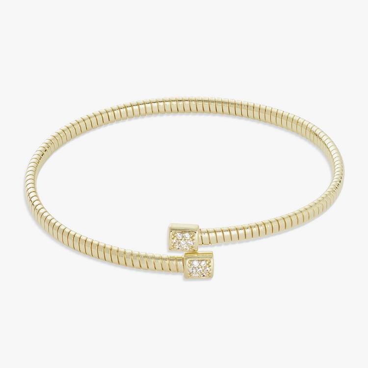 Revere 9ct gold plated sterling silver cuff bangle with cubic zirconia 20cm - British product