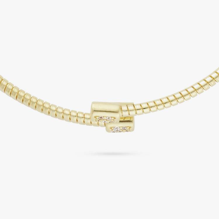 Revere 9ct gold plated sterling silver cuff bangle with cubic zirconia 20cm - British product