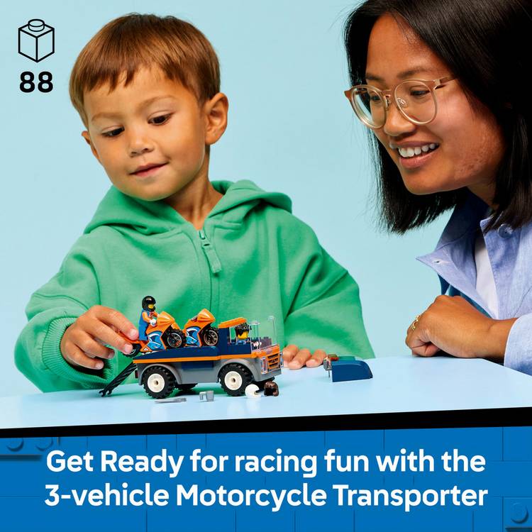 LEGO City Motorcycle Transporter building toy set, UK version