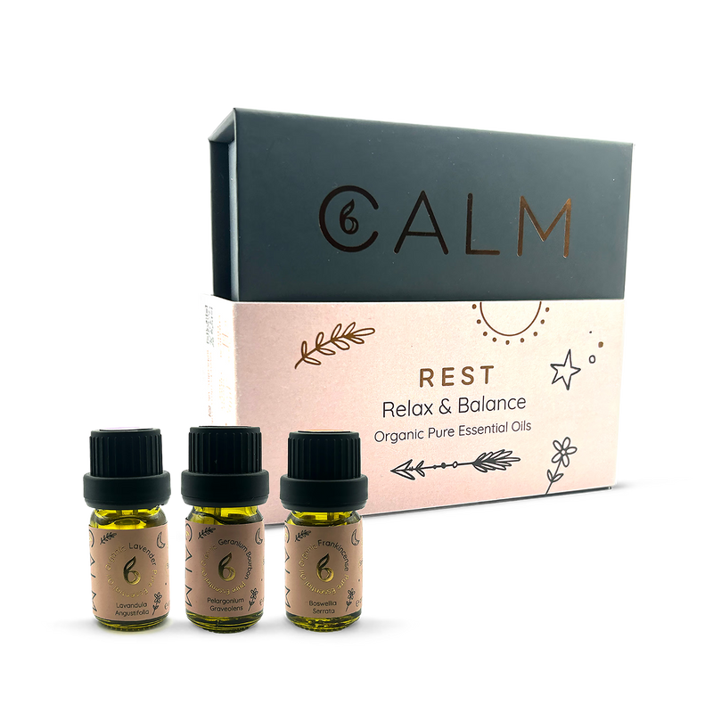 B Calm essential oil set Geranium Lavender Frankincense 3x5ml - British product