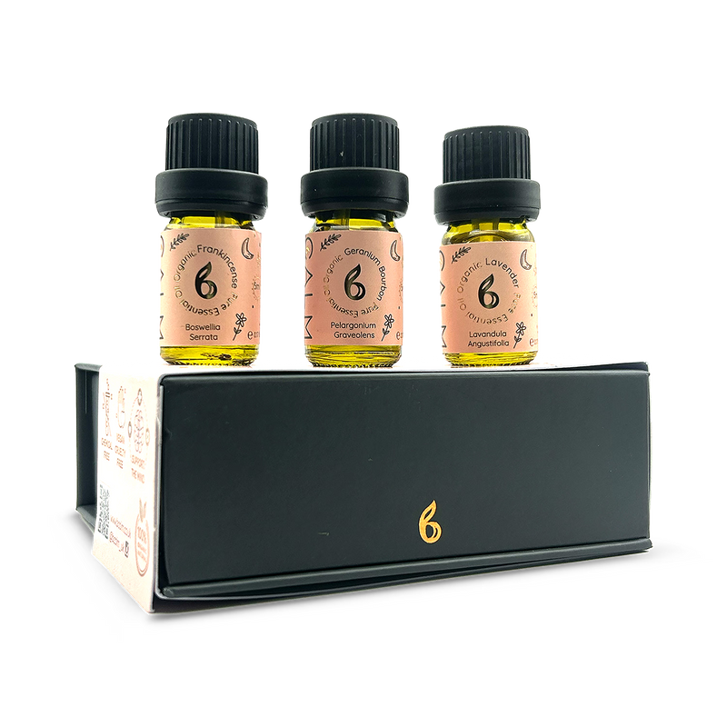 B Calm essential oil set Geranium Lavender Frankincense 3x5ml - British product