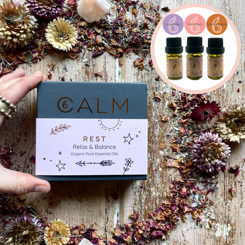 B Calm essential oil set Geranium Lavender Frankincense 3x5ml - British product