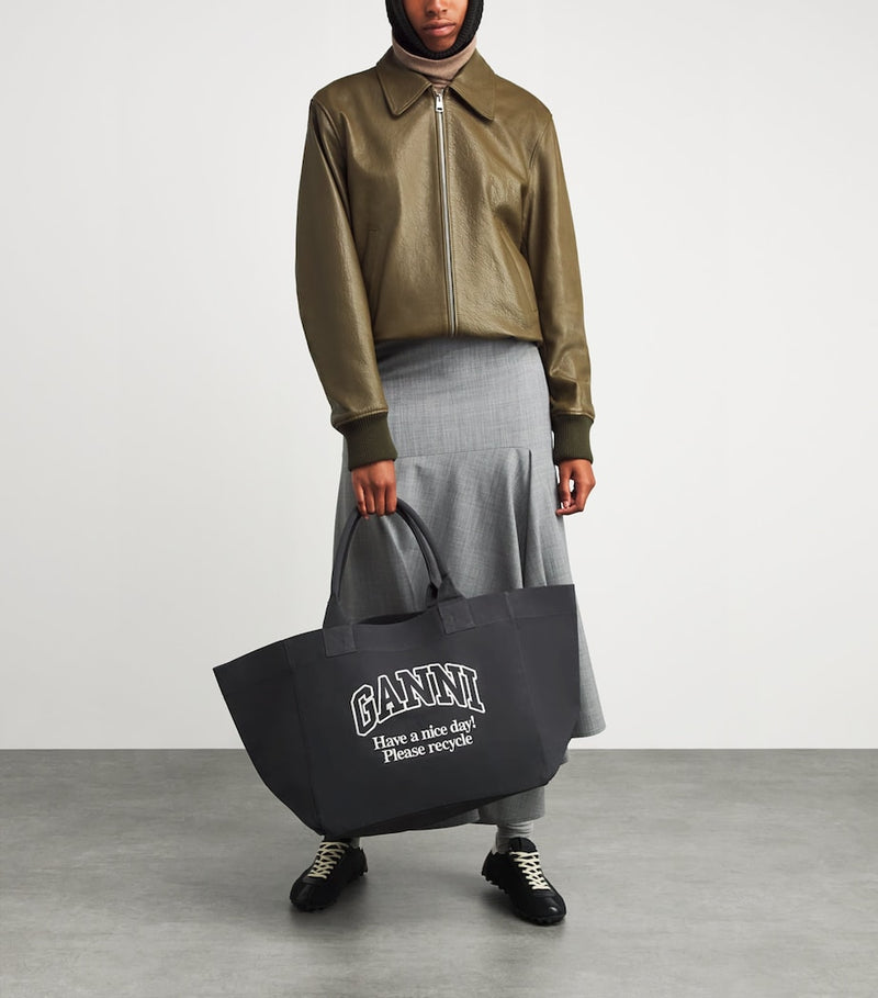 GANNI tote bag XXL recycled cotton, imported from the UK
