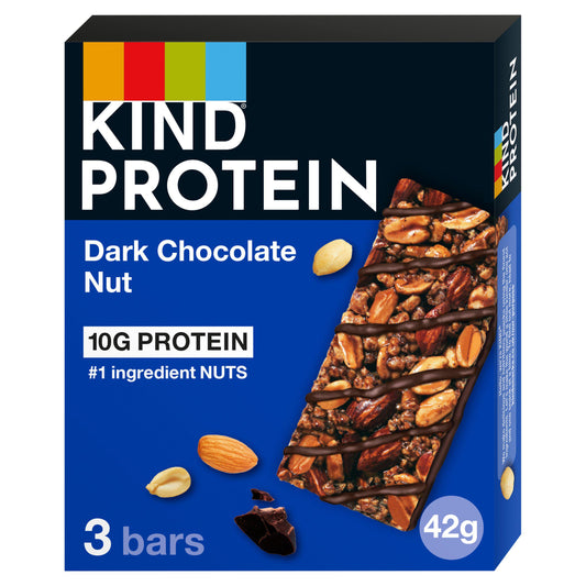 Kind Protein Dark Chocolate Nut Snack Bars Multipack 3x42g cereal bars Sainsburys   