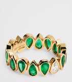 SHAY yellow gold eternity ring with emeralds and diamond (British brand)