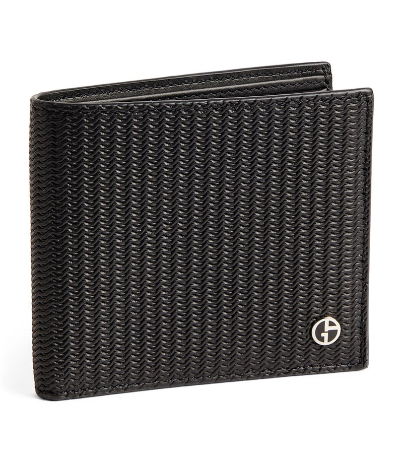 Giorgio Armani leather wave-embossed bifold wallet (British brand)
