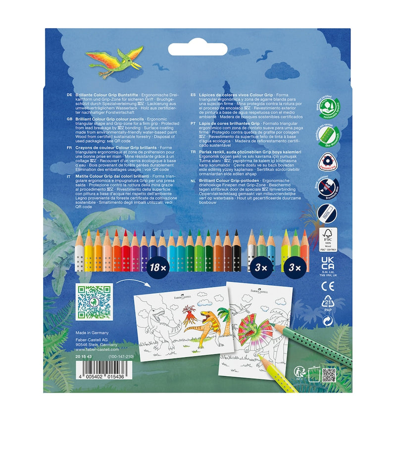 Faber-Castell dinosaur pencil case 24 piece set (British brand)