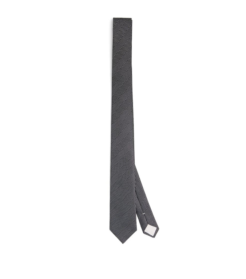 Giorgio Armani silk herringbone tie 7cm width, UK version