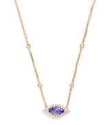 Harrods Jacquie Aiche Yellow Gold Diamond and Tanzanite Evil Eye Necklace- Buy online at McGrocer