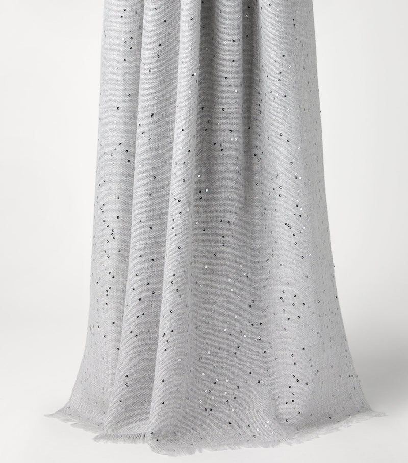 Brunello Cucinelli cashmere silk diamond yarn sequin scarf, imported from the UK