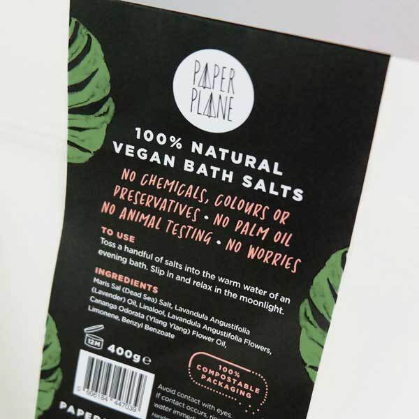 Paper Plane Night Lavender Bath Salts 400g, imported from the UK