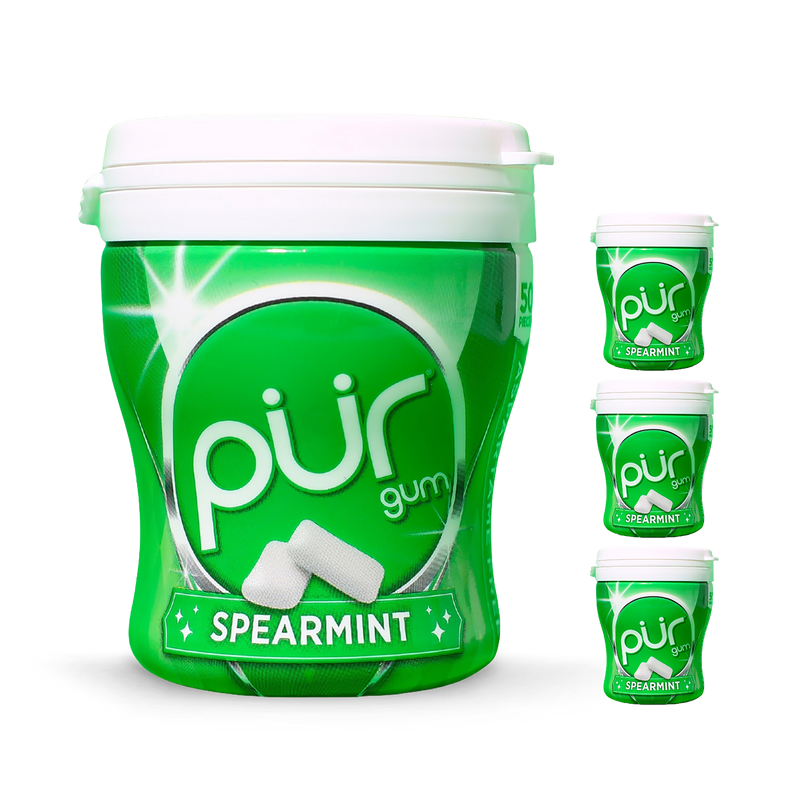 Spearmint sugar-free gum 4x70g shaker cups (British brand)
