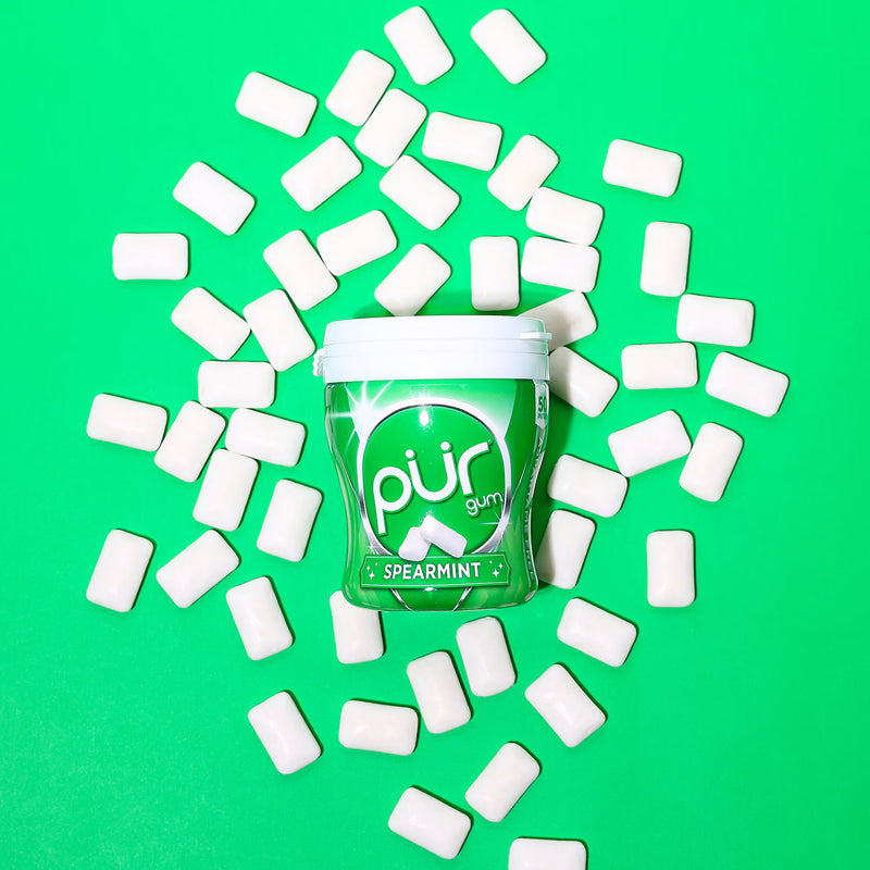 Spearmint sugar-free gum 4x70g shaker cups (British brand)
