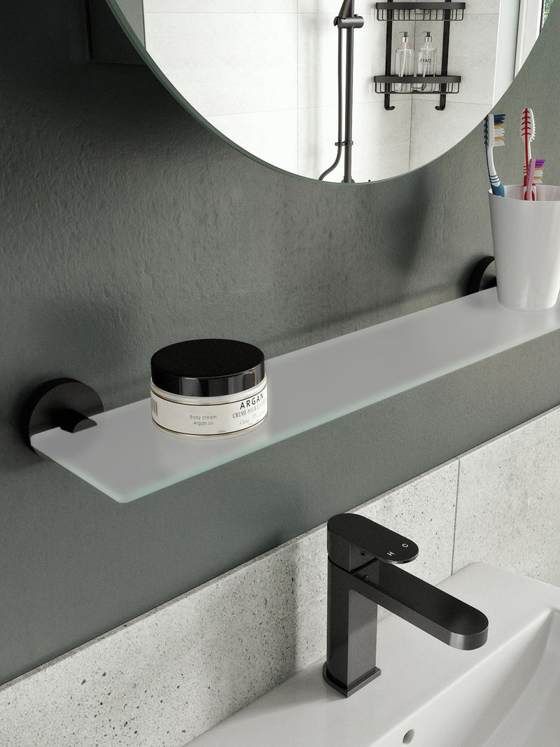CROYDEX Epsom Black glass shelf 63.5cm wide - British product