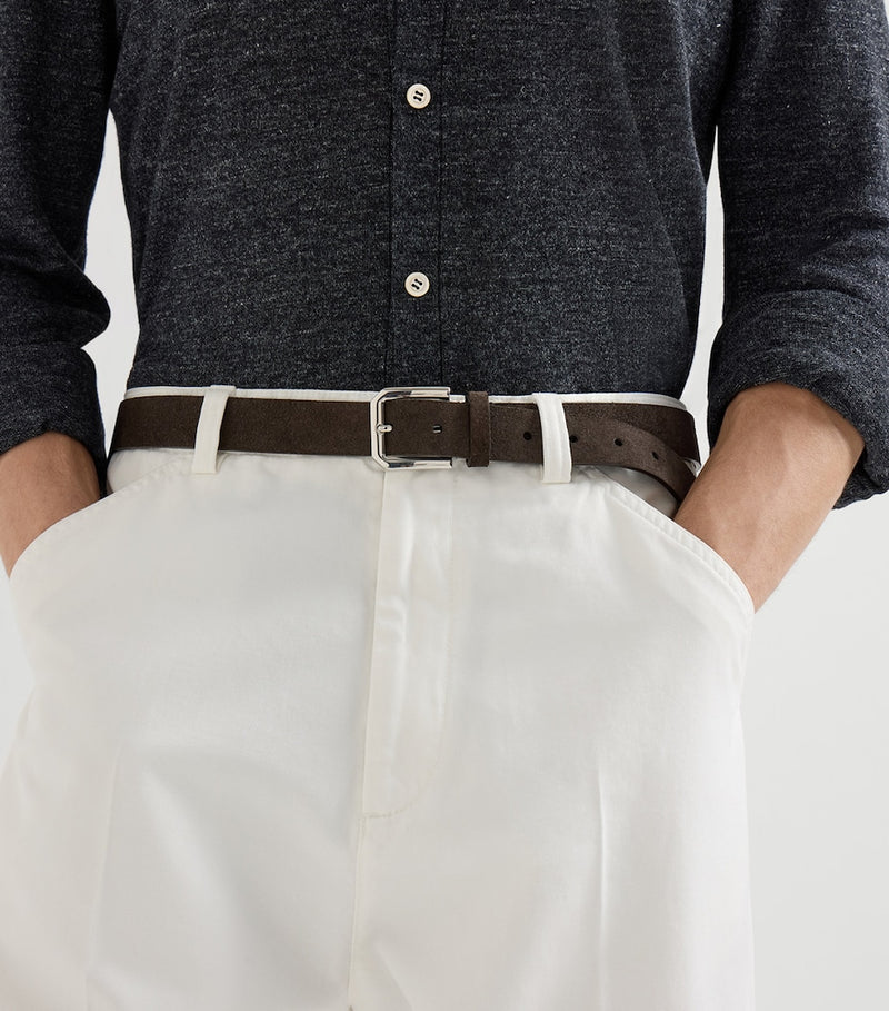 Brunello Cucinelli reversed leather buckle belt 3cm, imported from the UK
