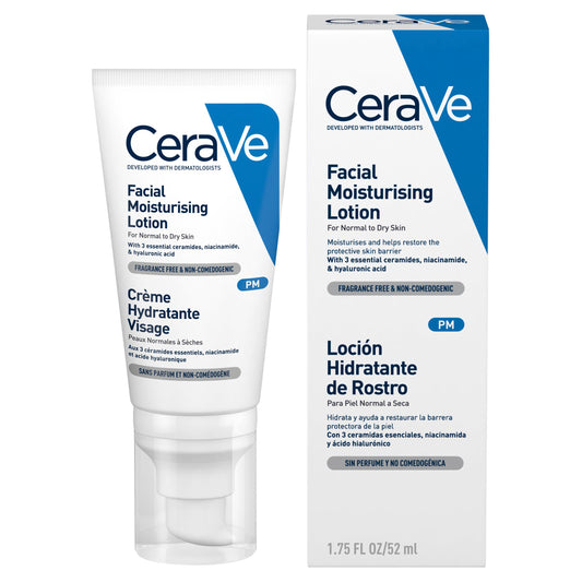 CeraVe PM Facial Moisturising Lotion No SPF 52ml face & body skincare Sainsburys   